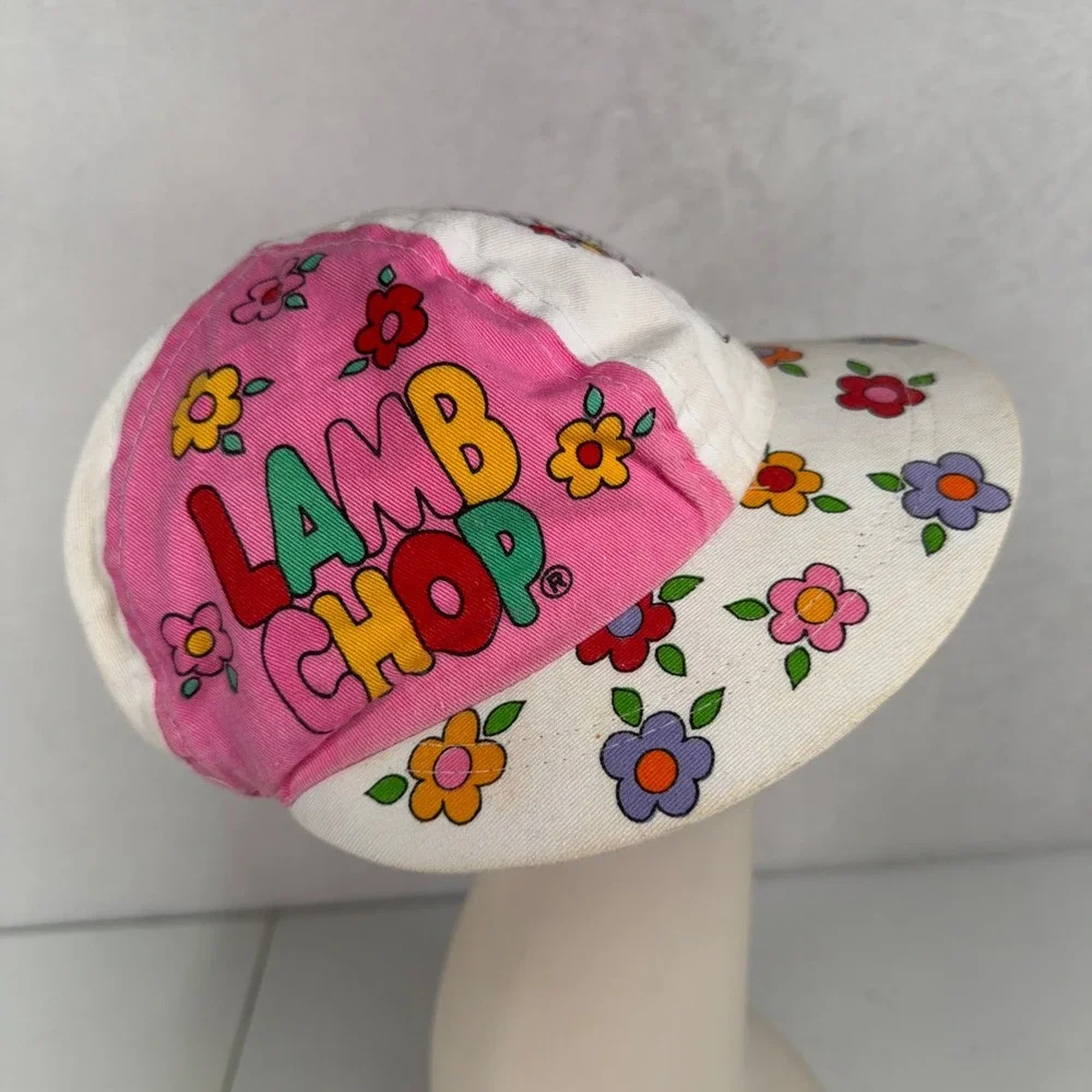 Lamb Chop & Friends Size S Hat 1993 Shari Lewis Vintage Floral Pink White Cap